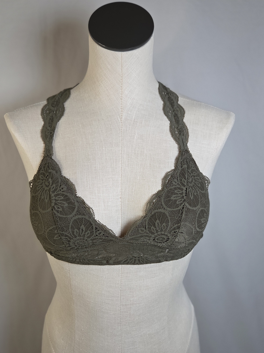 Aerie Bluegrass Lace Bralette Army Green Size XS-Good Condition